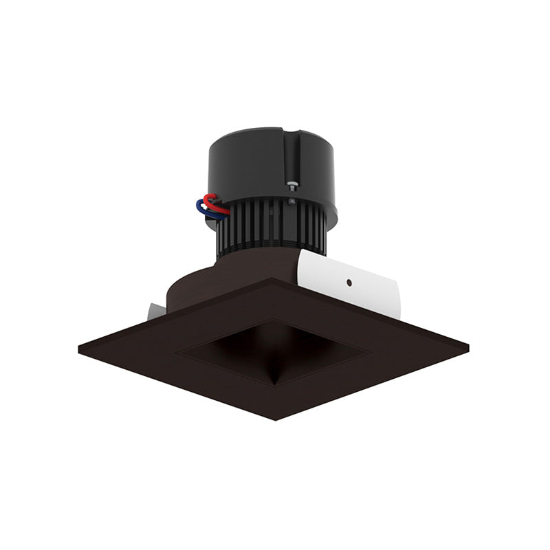Nora NPR-4SNDSQ 4" Pearl 10W LED Square Retrofit Reflector with Square Aperture, 1150 Lumens, 120V - Bronze Reflector / Bronze Flange