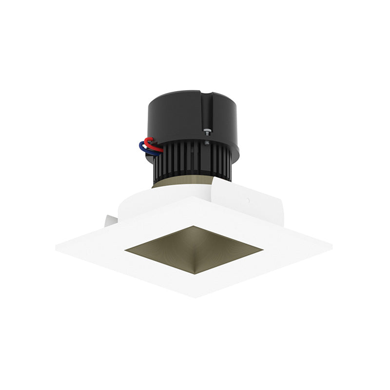Nora NPR-4SNDSQCDX 4" Pearl 10W LED Square Retrofit Reflector with Square Aperture, Comfort Dim, 700 Lumens, 120V - Champagne Haze Reflector / Bright White Flange