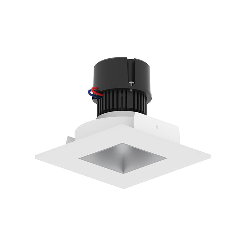Nora NPR-4SNDSQCDX 4" Pearl 10W LED Square Retrofit Reflector with Square Aperture, Comfort Dim, 700 Lumens, 120V - Haze Reflector / Warm White Flange