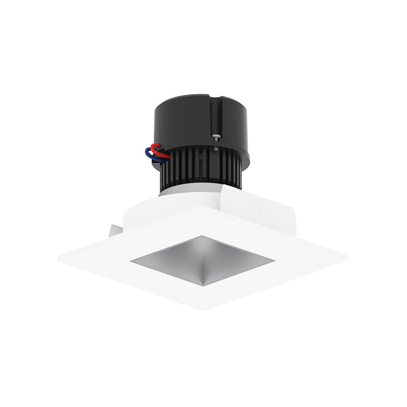 Nora NPR-4SNDSQCDX 4" Pearl 10W LED Square Retrofit Reflector with Square Aperture, Comfort Dim, 700 Lumens, 120V - Haze Reflector / Bright White Flange