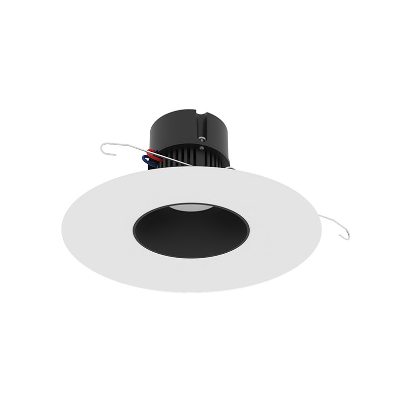 Nora NPR-56RNDCCDX 5"/6" Pearl 10W LED Round Retrofit Reflector with Round Aperture, Comfort Dim, 700 Lumens, 120V - Black Reflector / Warm White Flange