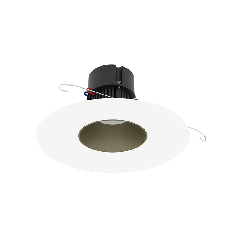 Nora NPR-56RNDCCDX 5"/6" Pearl 10W LED Round Retrofit Reflector with Round Aperture, Comfort Dim, 700 Lumens, 120V - Champagne Haze Reflector/ Bright White Flange