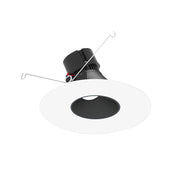 Nora NPR-56RSLA 5"/6" Pearl 10W LED Round Adjustable Slot Retrofit, 1000 Lumens, 120V - Black Reflector / Bright White Flange