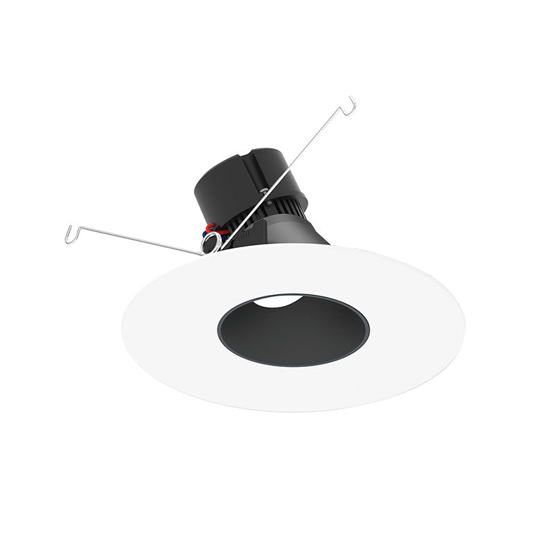 Nora NPR-56RSLACDX 5"/6" Pearl 10W LED Round Adjustable Slot Retrofit, Comfort Dim, 600 Lumens, 120V - Black Reflector / Bright White Flange