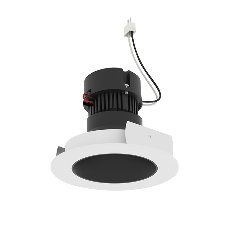 Nora NPRLV-4RNDCCDX 4" Pearl 10W LED Round Retrofit Reflector with Round Aperture, Comfort Dim, 700 Lumens, 12V - Matte Black Reflector / Warm White Flange