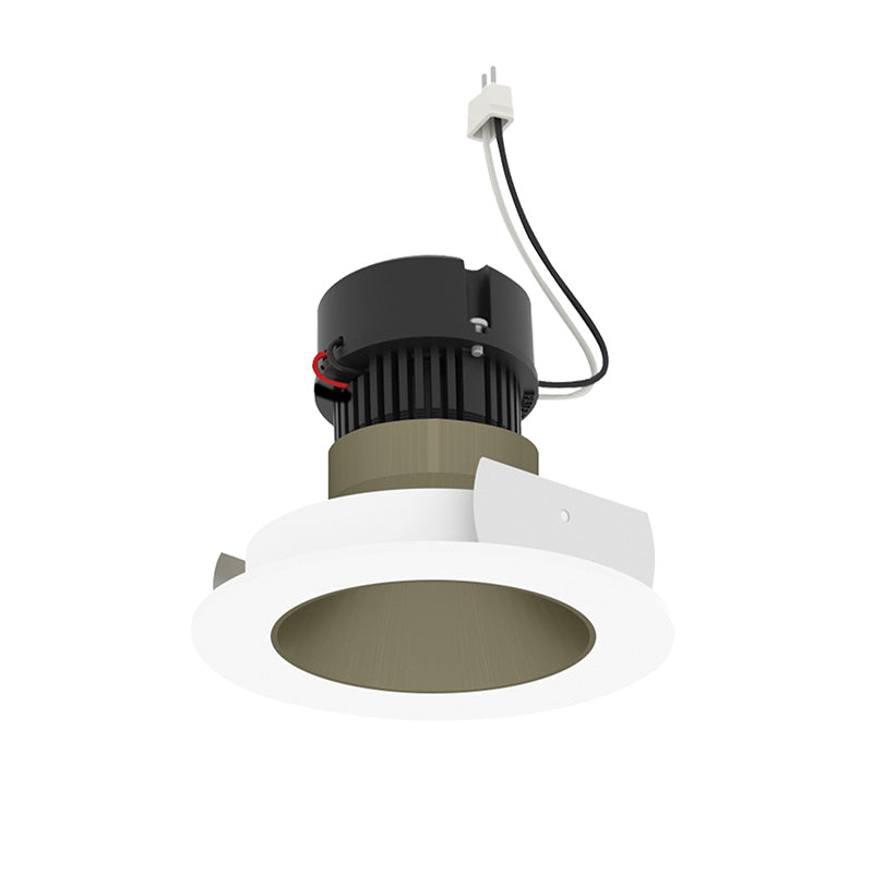 Nora NPRLV-4RNDCCDX 4" Pearl 10W LED Round Retrofit Reflector with Round Aperture, Comfort Dim, 700 Lumens, 12V - Champagne Haze Reflector / Bright White Flange