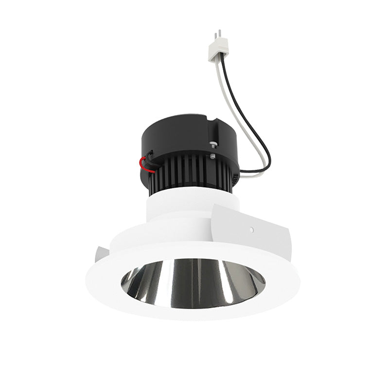 Nora NPRLV-4RNDCCDX 4" Pearl 10W LED Round Retrofit Reflector with Round Aperture, Comfort Dim, 700 Lumens, 12V - Specular Clear Reflector / Bright White Flange