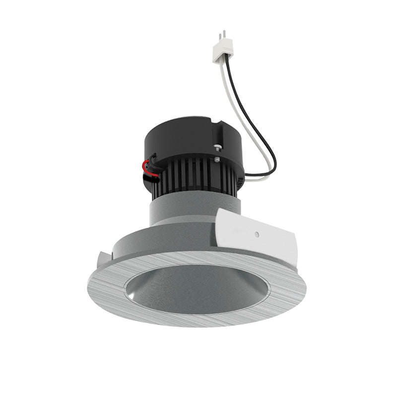 Nora NPRLV-4RNDCCDX 4" Pearl 10W LED Round Retrofit Reflector with Round Aperture, Comfort Dim, 700 Lumens, 12V - Natural Metal Reflector / Natural Metal Flange