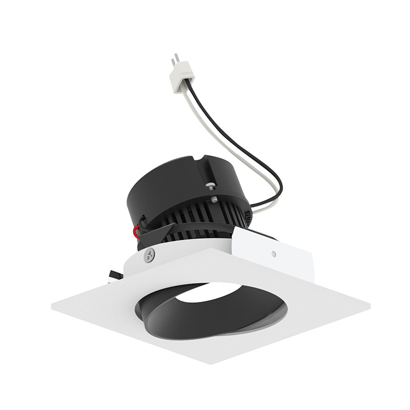 Nora NPRLV-4SC 4" Pearl 10W LED Square Adjustable Cone Retrofit, 1250 Lumens, 12V - Black Reflector/ Warm White Flange