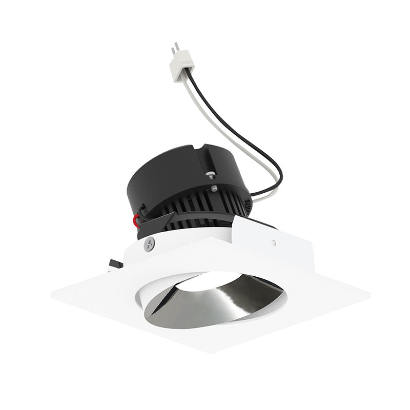 Nora NPRLV-4SC 4" Pearl 10W LED Square Adjustable Cone Retrofit, 1250 Lumens, 12V - Specular Clear Reflector/ Bright White Flange