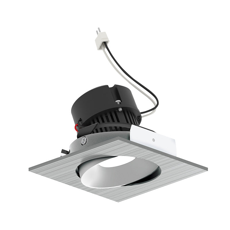 Nora NPRLV-4SC 4" Pearl 10W LED Square Adjustable Cone Retrofit, 1250 Lumens, 12V - Natural Metal