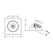 Nora NPRLV-4SGCDX 4" Pearl 10W LED Square Adjustable Gimbal Retrofit, Comfort Dim, 600 Lumens, 12V