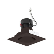 Nora NPRLV-4SNDCCDX 4" Pearl 10W LED Square Retrofit Reflector with Round Aperture, Comfort Dim, 700 Lumens, 12V - Bronze Reflector/ Bronze