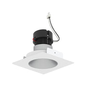 Nora NPRLV-4SNDCCDX 4" Pearl 10W LED Square Retrofit Reflector with Round Aperture, Comfort Dim, 700 Lumens, 12V - Haze Reflector/ Warm White Flange