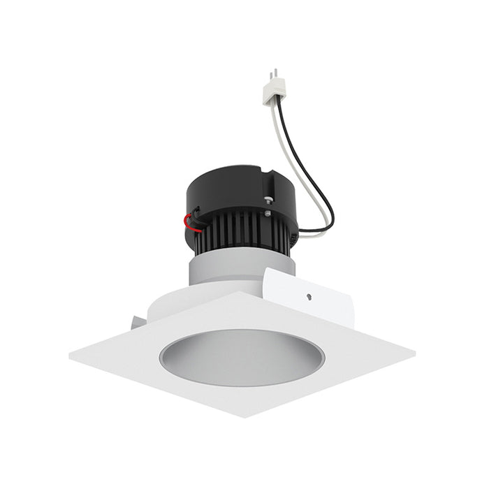 Nora NPRLV-4SNDCCDX 4" Pearl 10W LED Square Retrofit Reflector with Round Aperture, Comfort Dim, 700 Lumens, 12V - Haze Reflector/ Warm White Flange