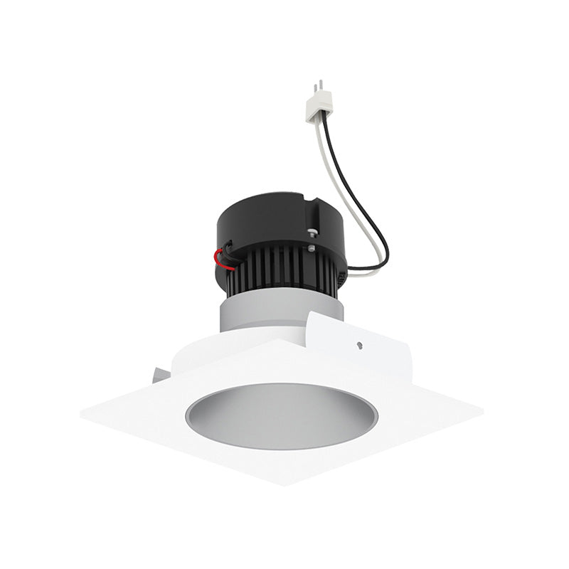 Nora NPRLV-4SNDCCDX 4" Pearl 10W LED Square Retrofit Reflector with Round Aperture, Comfort Dim, 700 Lumens, 12V - Haze Reflector/ Bright White Flange