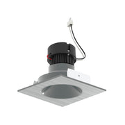 Nora NPRLV-4SNDCCDX 4" Pearl 10W LED Square Retrofit Reflector with Round Aperture, Comfort Dim, 700 Lumens, 12V - Natural Metal