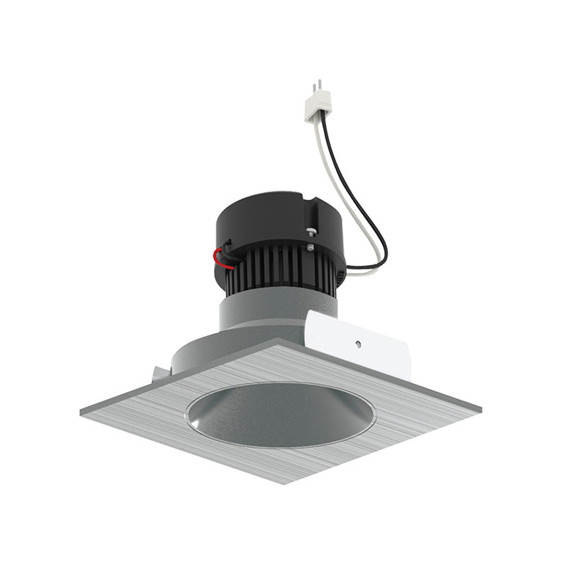 Nora NPRLV-4SNDCCDX 4" Pearl 10W LED Square Retrofit Reflector with Round Aperture, Comfort Dim, 700 Lumens, 12V - Natural Metal