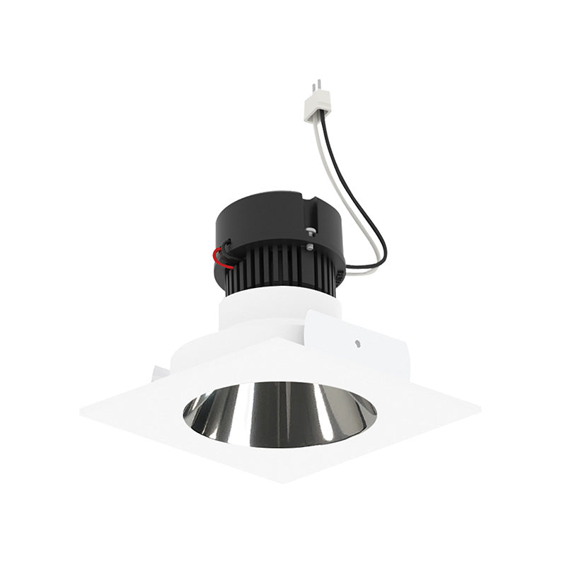 Nora NPRLV-4SNDC 4" Pearl 10W LED Square Retrofit Reflector with Round Aperture, 1150 Lumens, 12V - Specular Clear Reflector/ Bright White Flange