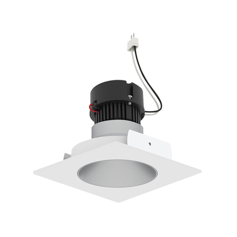 Nora NPRLV-4SNDC 4" Pearl 10W LED Square Retrofit Reflector with Round Aperture, 1150 Lumens, 12V - Haze Reflector/ Warm White Flange