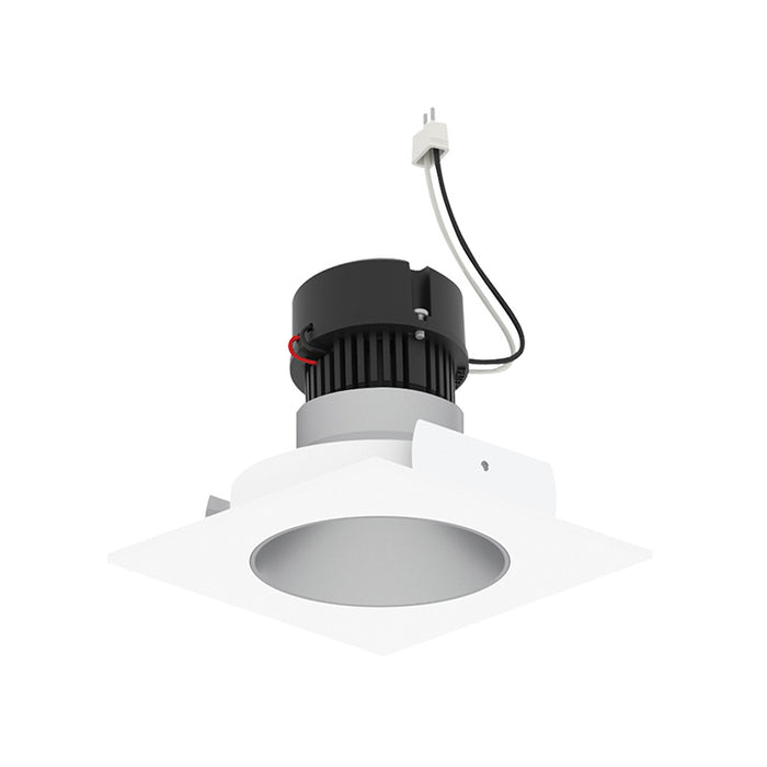 Nora NPRLV-4SNDC 4" Pearl 10W LED Square Retrofit Reflector with Round Aperture, 1150 Lumens, 12V - Haze Reflector/ Bright White Flange