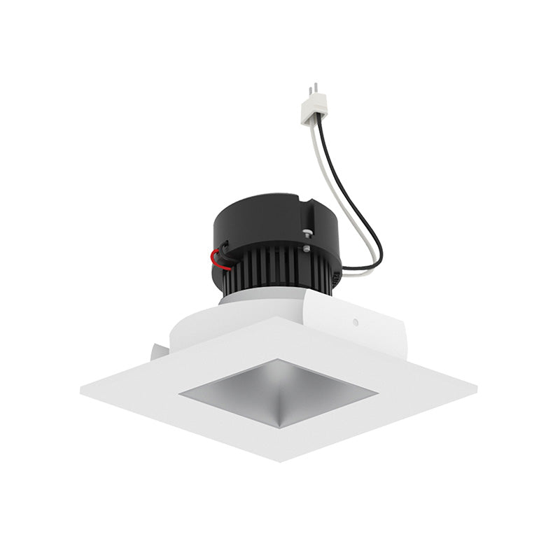 Nora NPRLV-4SNDSQCDX 4" Pearl 10W LED Square Retrofit Reflector with Square Aperture, Comfort Dim, 700 Lumens, 12V - Haze Reflector / Warm White Flange