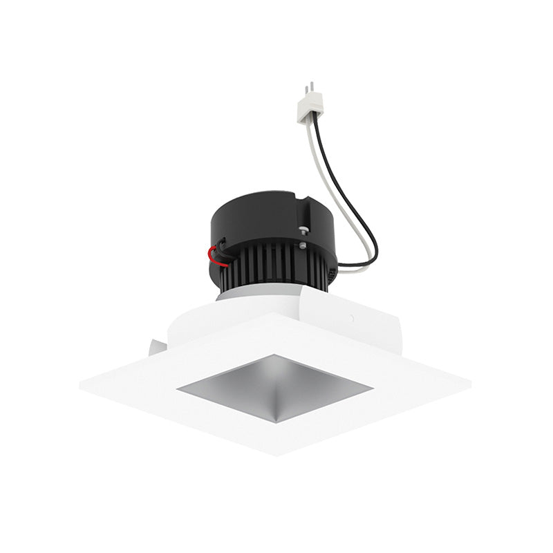 Nora NPRLV-4SNDSQCDX 4" Pearl 10W LED Square Retrofit Reflector with Square Aperture, Comfort Dim, 700 Lumens, 12V - Haze Reflector / Bright White Flange