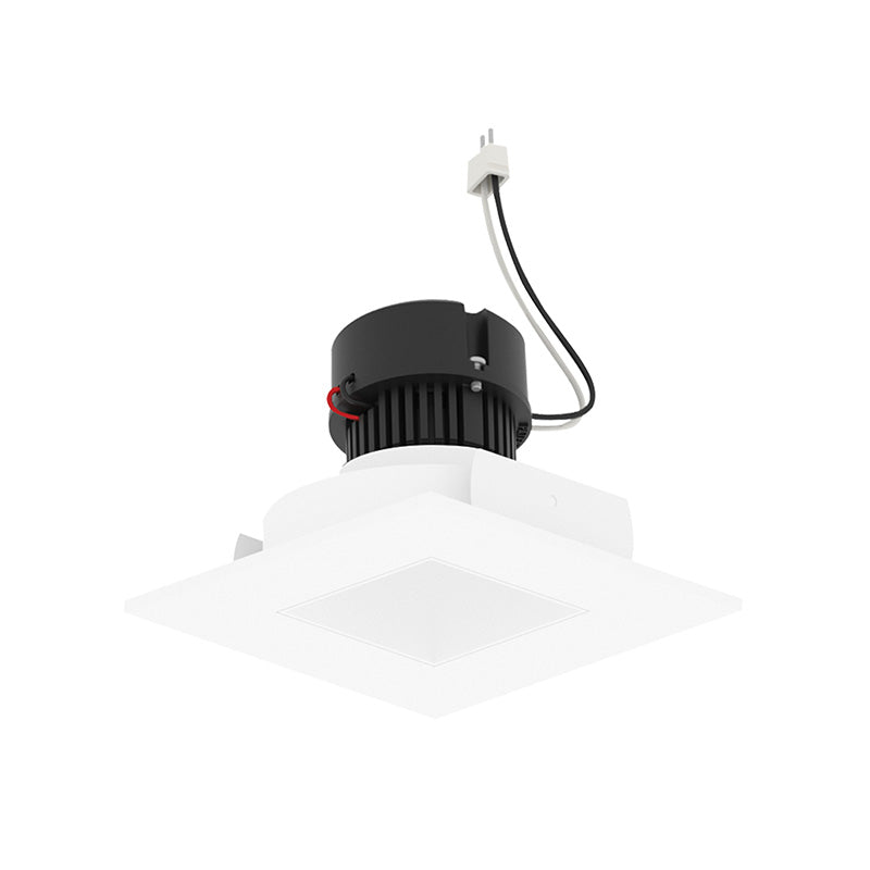 Nora NPRLV-4SNDSQCDX 4" Pearl 10W LED Square Retrofit Reflector with Square Aperture, Comfort Dim, 700 Lumens, 12V - Bright White Reflector / Bright White Flange