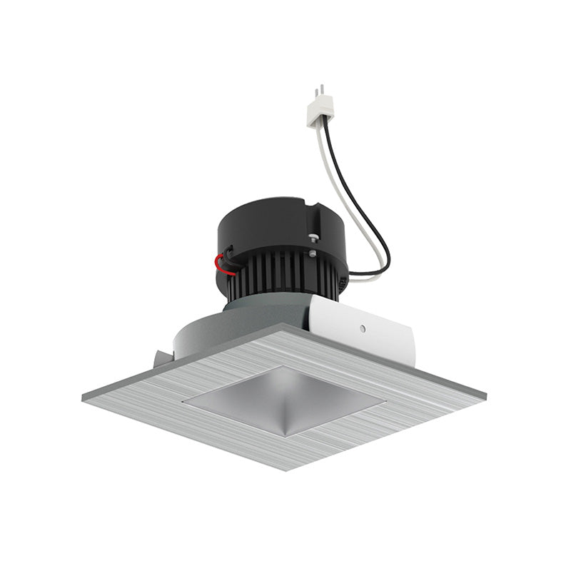 Nora NPRLV-4SNDSQ 4" Pearl 10W LED Square Retrofit Reflector with Square Aperture, 1150 Lumens, 12V - Haze Reflector / Natural Metal Flange