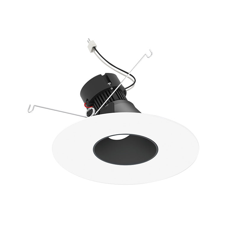 Nora NPRLV-56RSLACDX 5"/6" Pearl 10W LED Round Adjustable Slot Retrofit, Comfort Dim, 600 Lumens, 12V - Black Reflector / Bright White Flange
