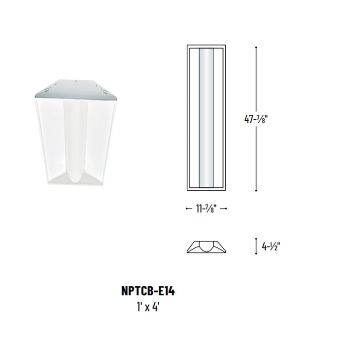 Nora NPTCB-E14/40AW 1 x4 LED Center Basket Troffer, White
