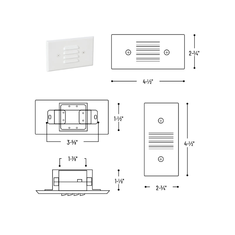Nora NSW-6619 Mini LED Step Light, Louvered Face Plate