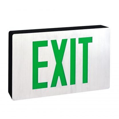 Nora NX-605-LED/G/2F Die-Cast LED Exit Signs with Battery Backup,  6" Green Letters, Double Faces, Black Housing