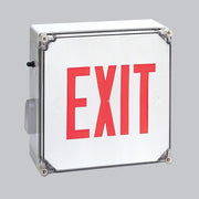 Nora NX-607-LED/R Die-Cast LED Wet Location Exit Signs with Battery Backup, Red Letters, White Housing