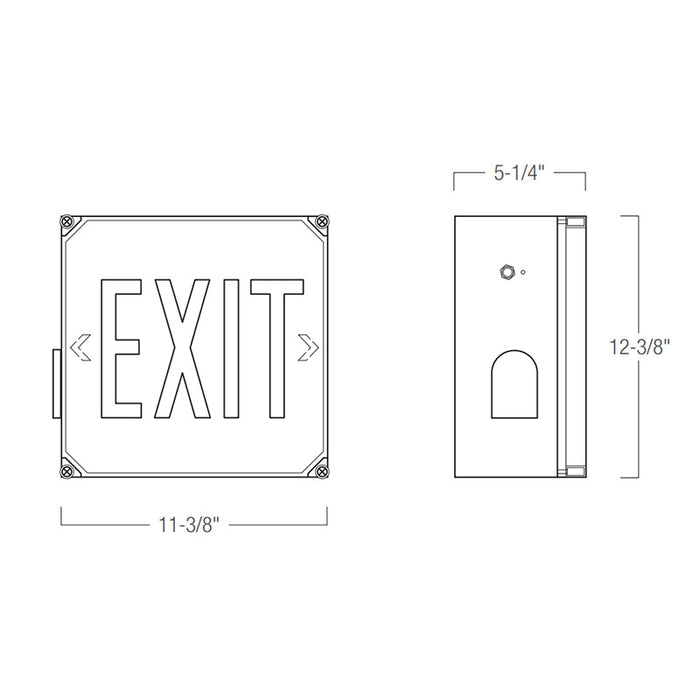 Nora NX-607-LED/R Die-Cast LED Wet Location Exit Signs with Battery Backup, Red Letters, White Housing