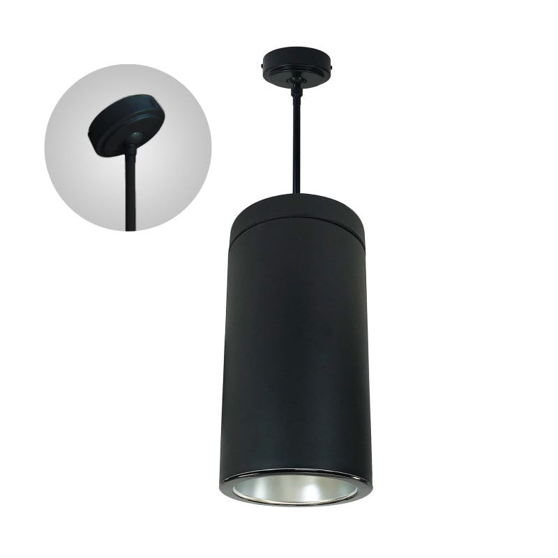 Nora NYLS3-6P Sapphire III 6" 36W LED Cylinder, 3500 lm, Stem Mount, 120V - Diffused Clear/Black/Black