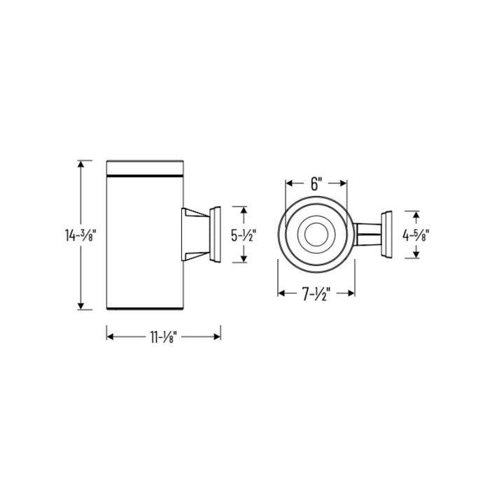 Nora NYLS3-6W Sapphire III 6" 16W LED Cylinder, 1500 lm, Wall Mount, 120-277V