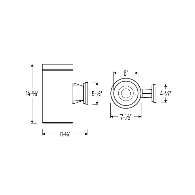 Nora NYLS3-6W Sapphire III 6" 16W LED Cylinder, 1500 lm, Wall Mount, 120V