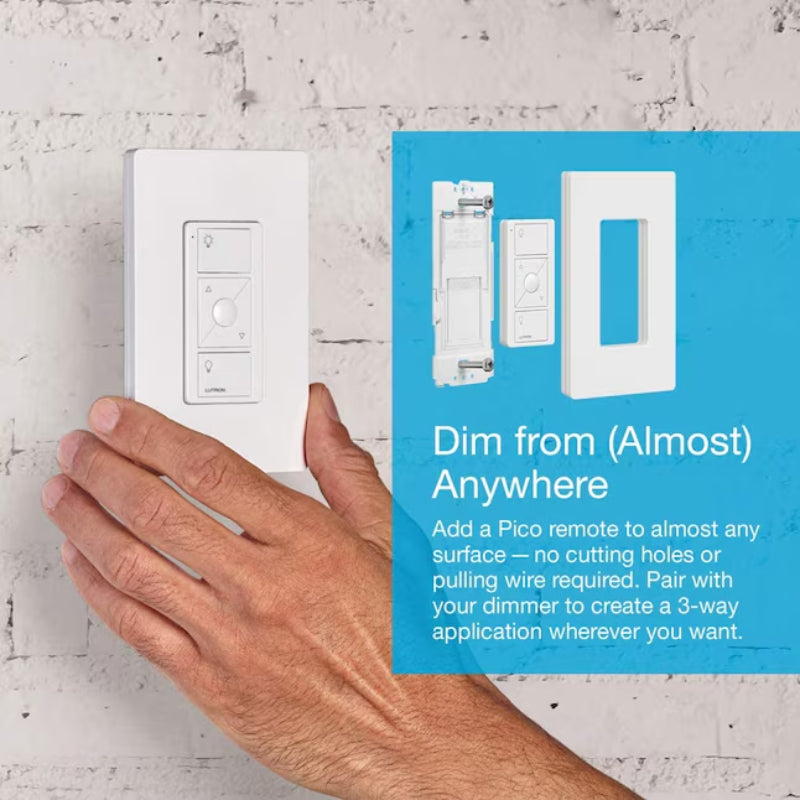 Lutron P-DIM-3WAY Caseta Smart Lighting Single-pole/3-way Smart Compatible LED Decorator Light Dimmer Kit with Wall Plate