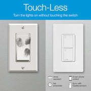 Lutron P-PKG1WS Caseta Smart Lighting 5-amp Single-pole/3-way Tap Master Smart Compatible Light Switch with Wall Plate