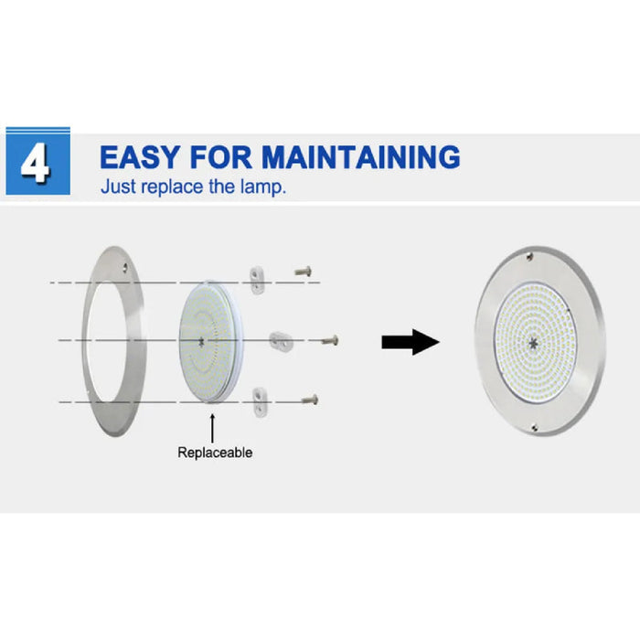 ABBA PL54 54W 12V LED 5 Wire Pool Light, RGBW