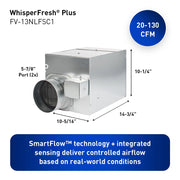 Panasonic FV-13NLFSC1 WhisperFresh Plus Supply Air Fan, 20-130 CFM