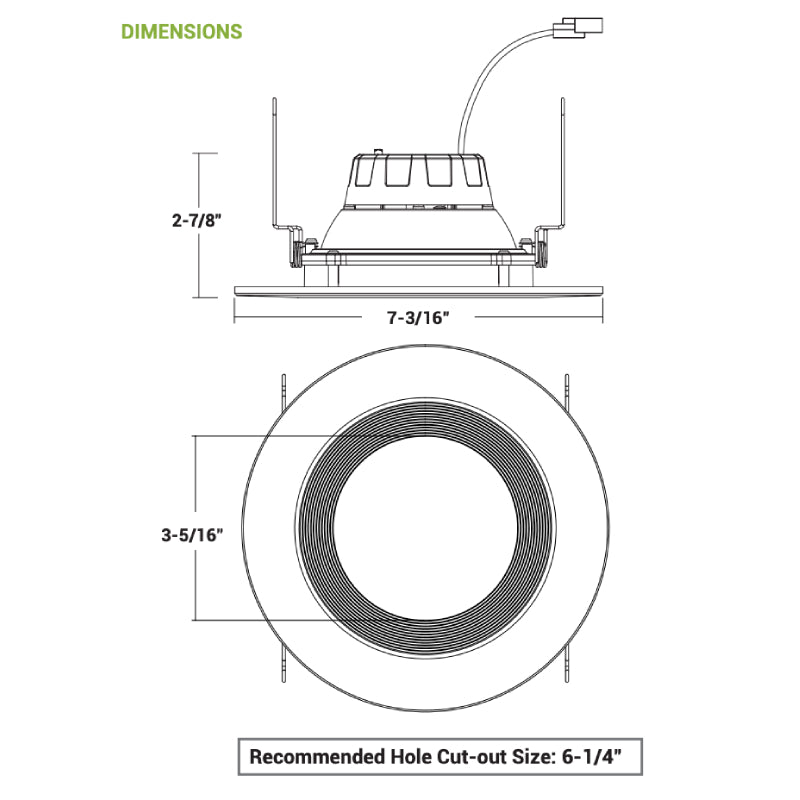 Elite REL638 6" LED Retrofit Downlight, 3 Lumens & 5CCT Selectable, 120V