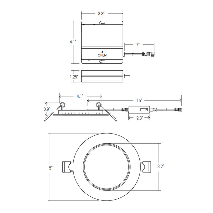 Elite RL479-CCT 4" Baffle Round Slim LED Fixture, CCT Selectable