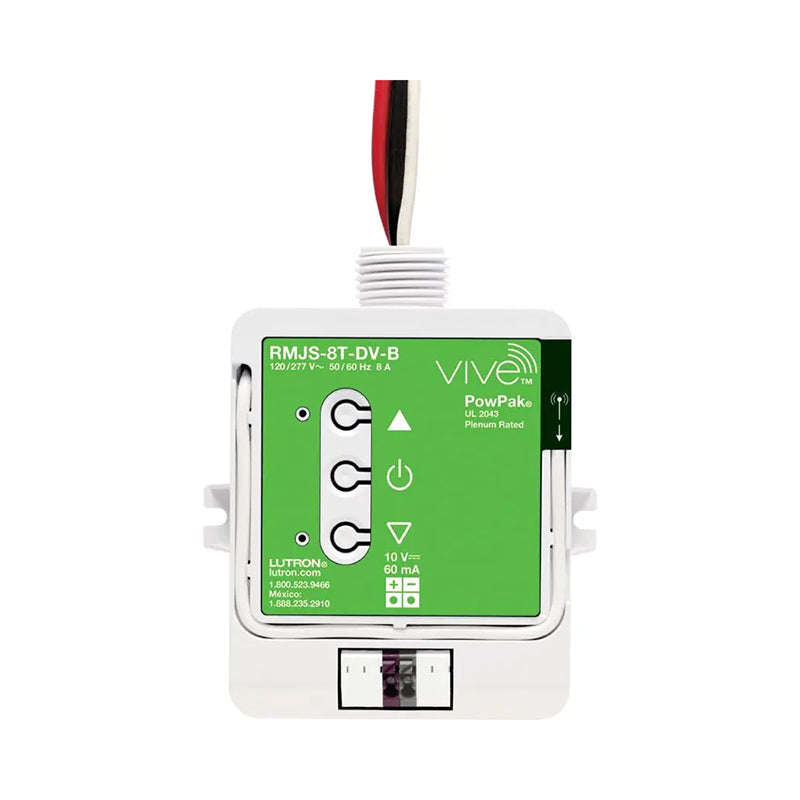 Lutron RMJS-8T-DV-B Vive PowPak Dimming Module with 0-10V Control, 120-277V