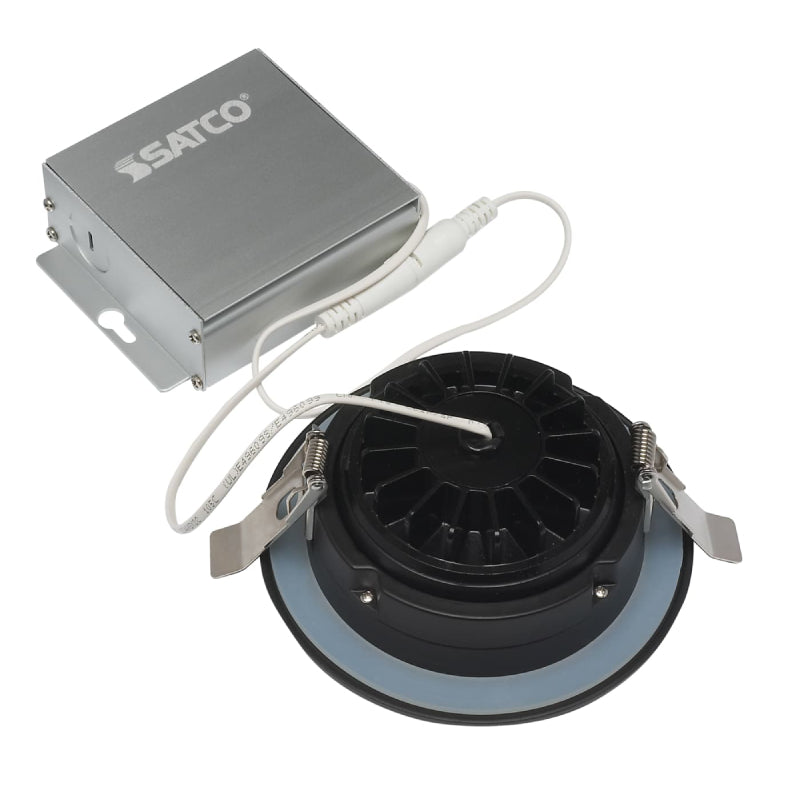 Satco S11619 4" 12W LED Direct Wire Gimbal Downlight, 3000K, Black Finish