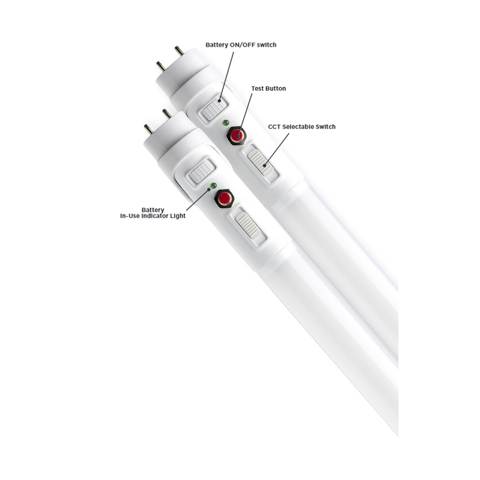Satco S11730 15W 48"  LED T8 Lamp, G13 Medium Bi Pin Base, CCT Selectable Emergency Backup, 120-277V