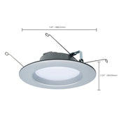 Satco S11836R1 6" Round 9W LED Downlight Retrofit, 5CCT Selectable, Brushed Nickel Finish
