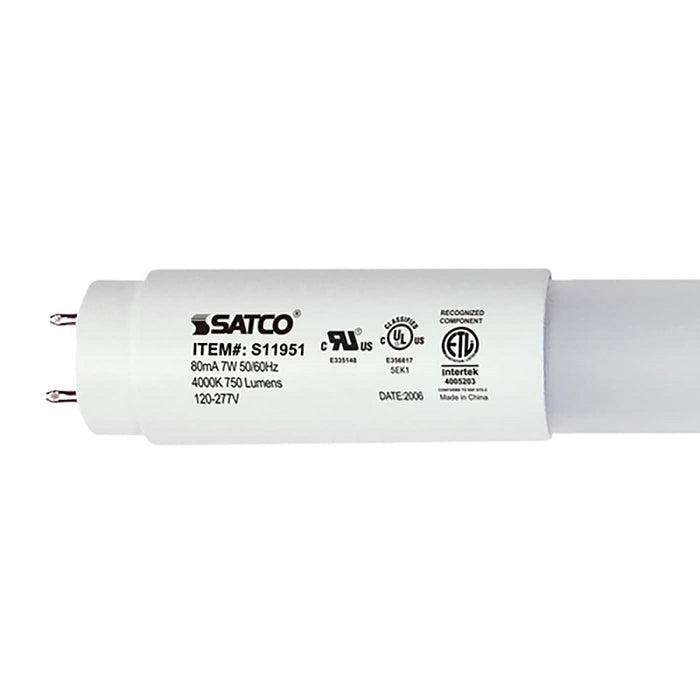 Satco S11951 7W T8 Linear LED Lamp, 4000K, G13 Medium Bi Pin Base, 120-277V, Type B