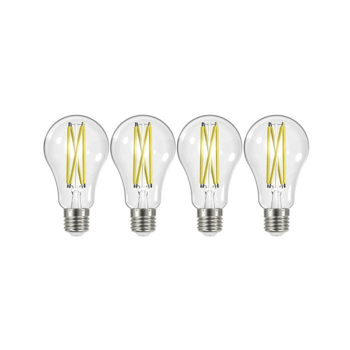 Satco S12443 12.5W A19 Dimmable LED Filament Bulb, E26 Base, 3000K, Clear, 4-Pack